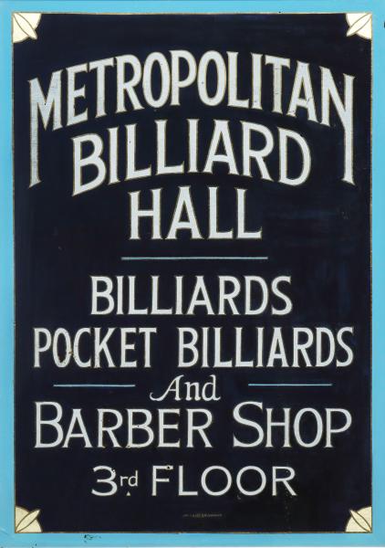 A REVERSE PAINTED BILLIARDS HALL