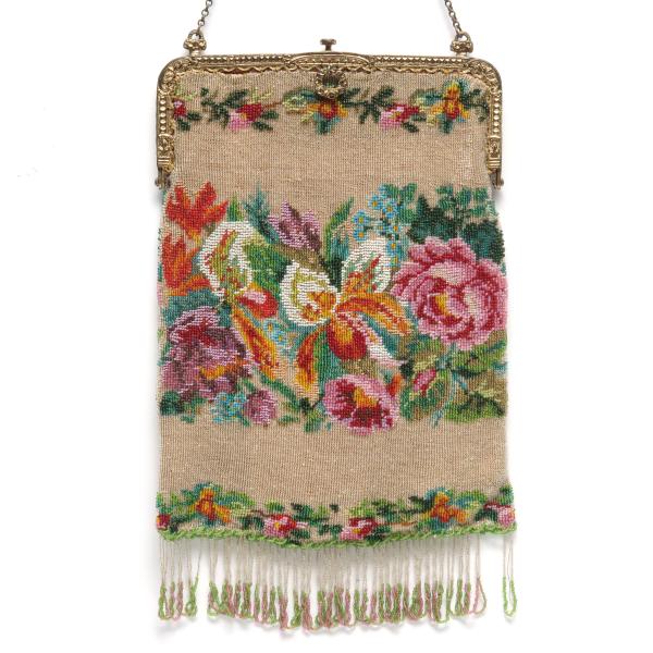 A NICE, LARGE FRENCH BEADED BAG