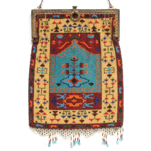 A TURKISH PRAYER RUG MOTIF 1920S BEADED