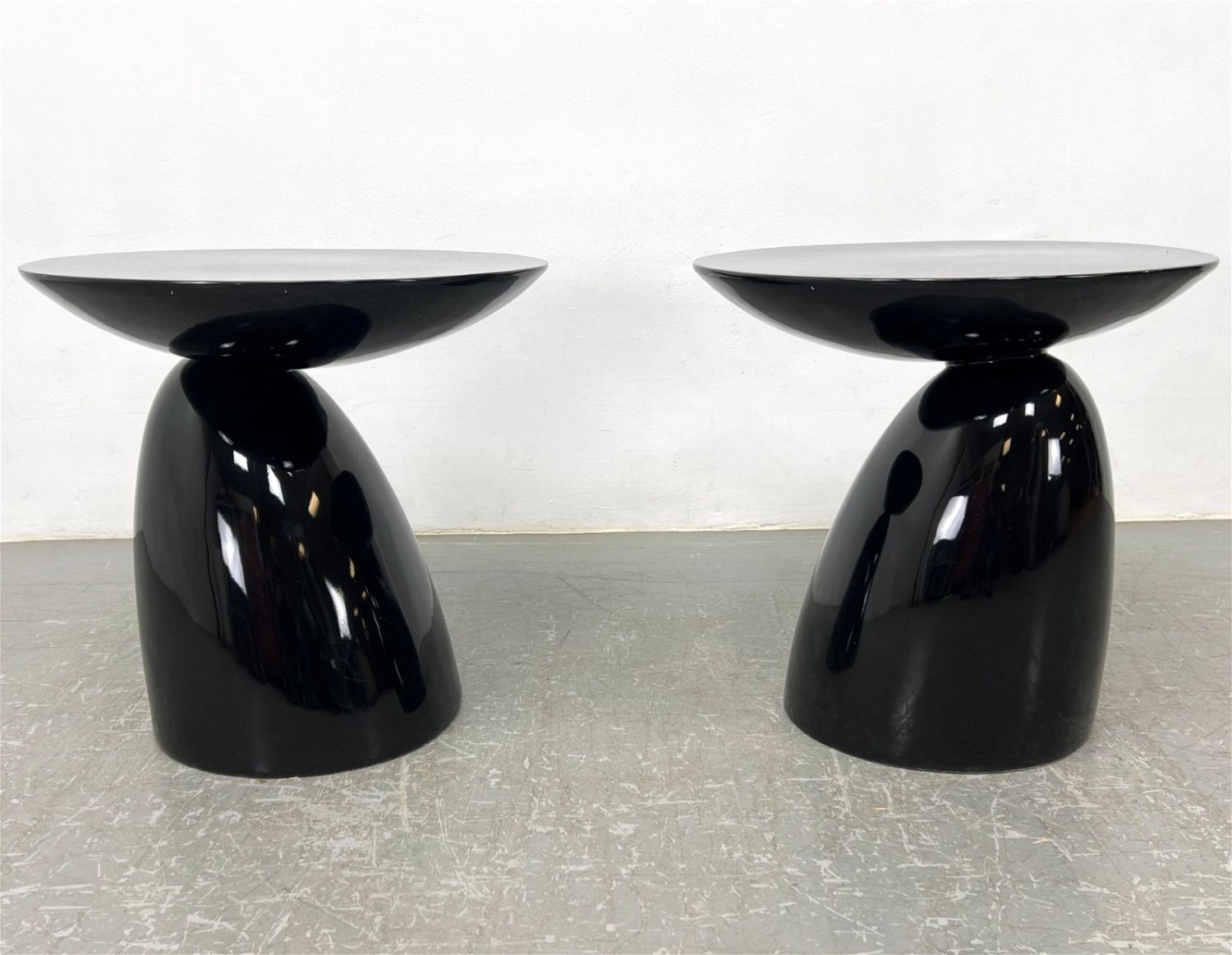 Pair Post Modern Black Enameled