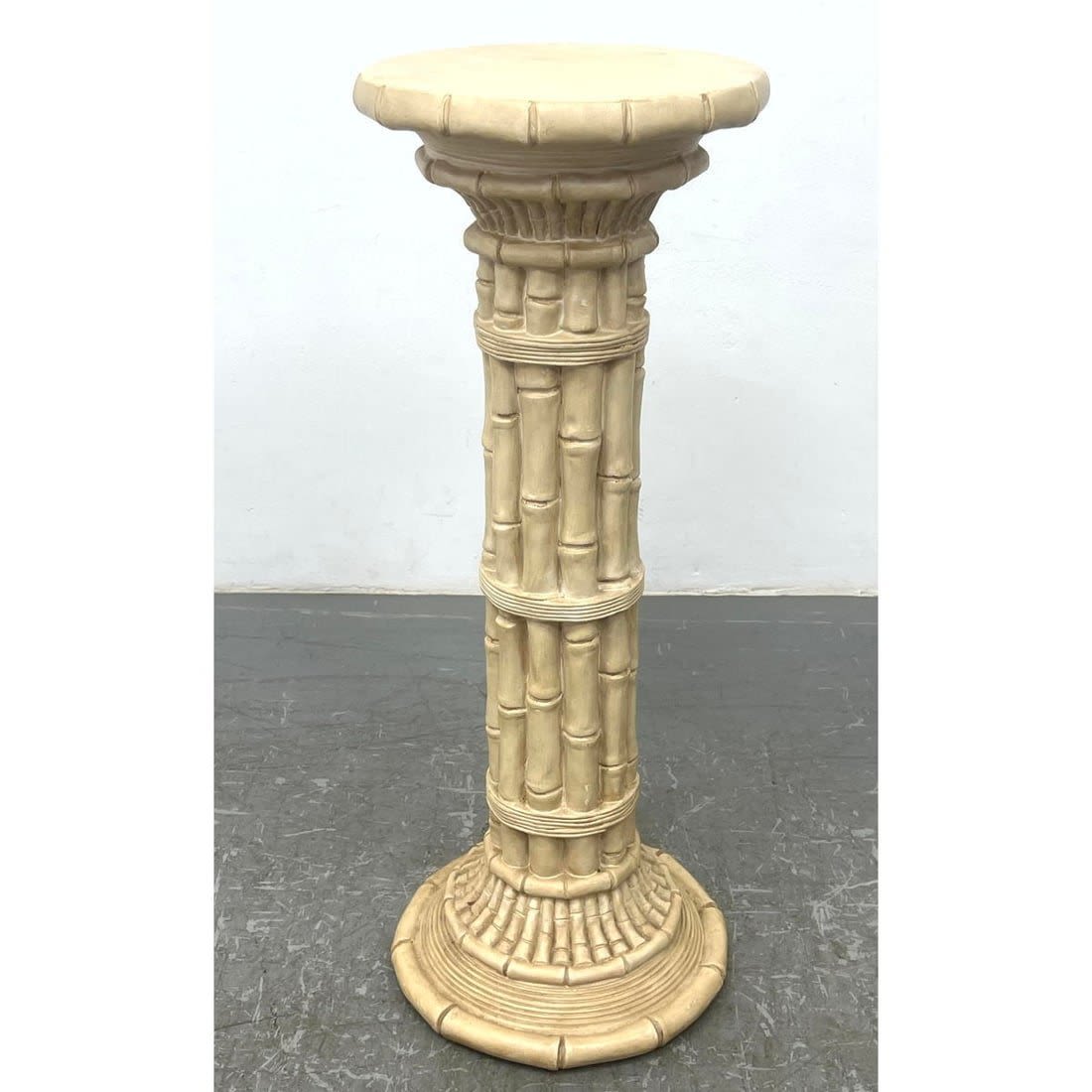Faux Bamboo Plaster Pedestal Stand  3cf1e8