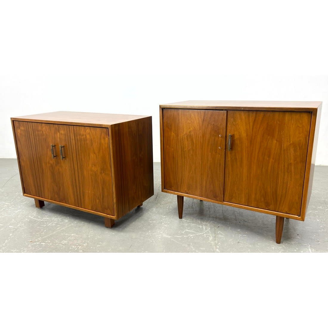 Pair Mid Century Walnut Double