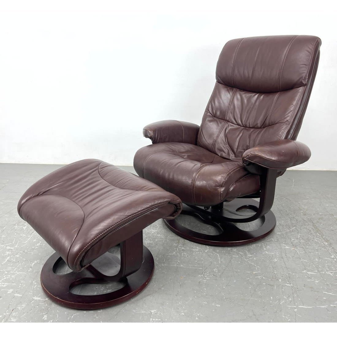 LANE Leather Lounge Chair and Ottoman.
