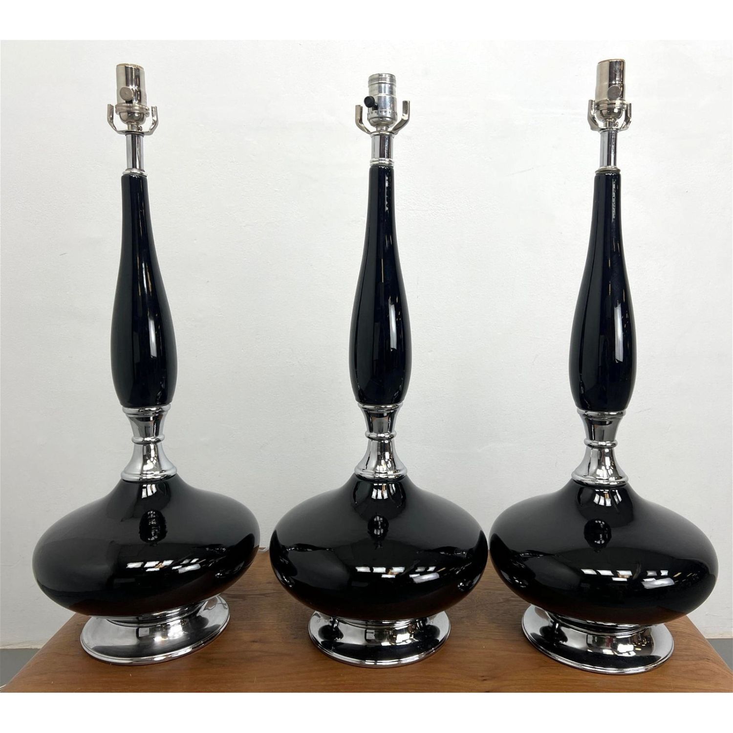 3pc Black and Chrome Table Lamps  3cf247