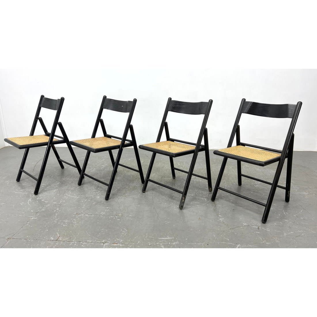 Set 4 Italian Cane Folding Chairs  3cf28e