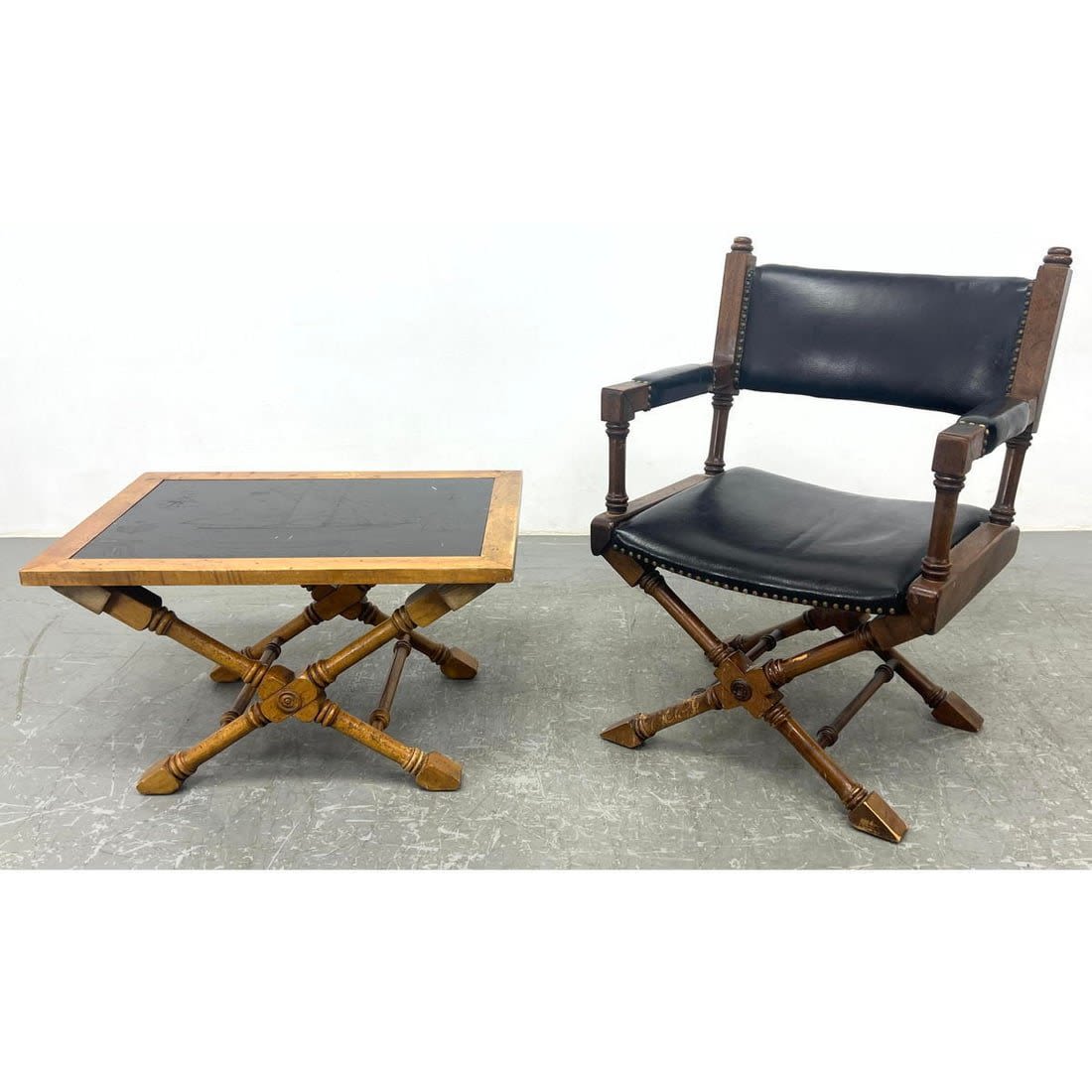 2pcs Campaign Style X Base Armchair