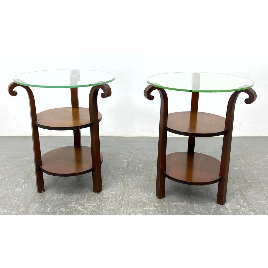 Art Deco Walnut Framed Side Tables 3cf434