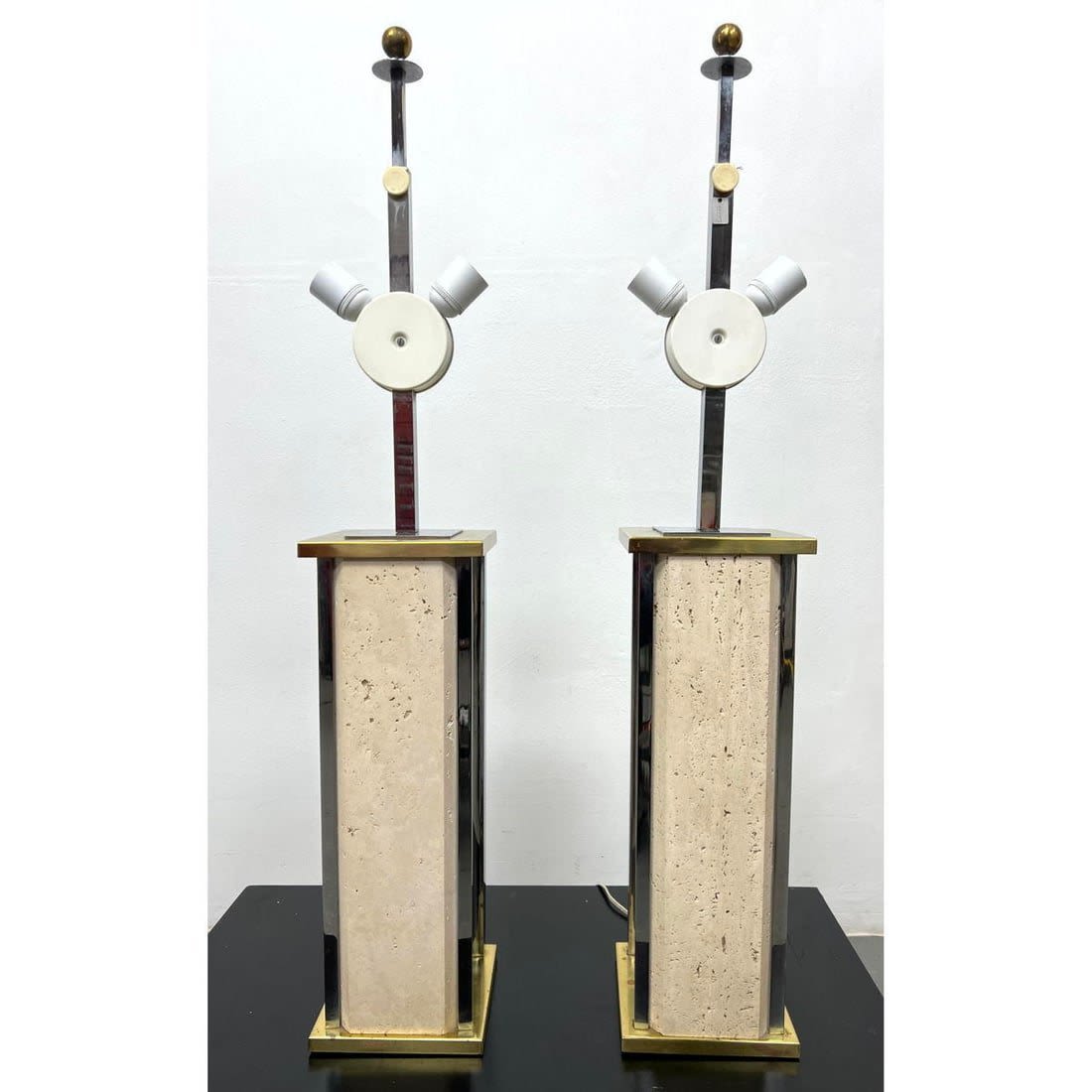 Pair SCIOLARI Travertine Marble,