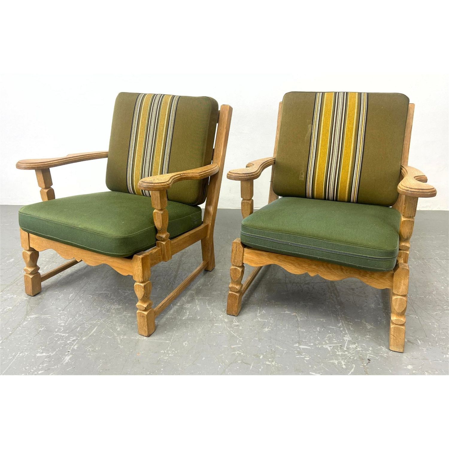 Pair Danish Oak Lounge Chairs Style 3cf4f3