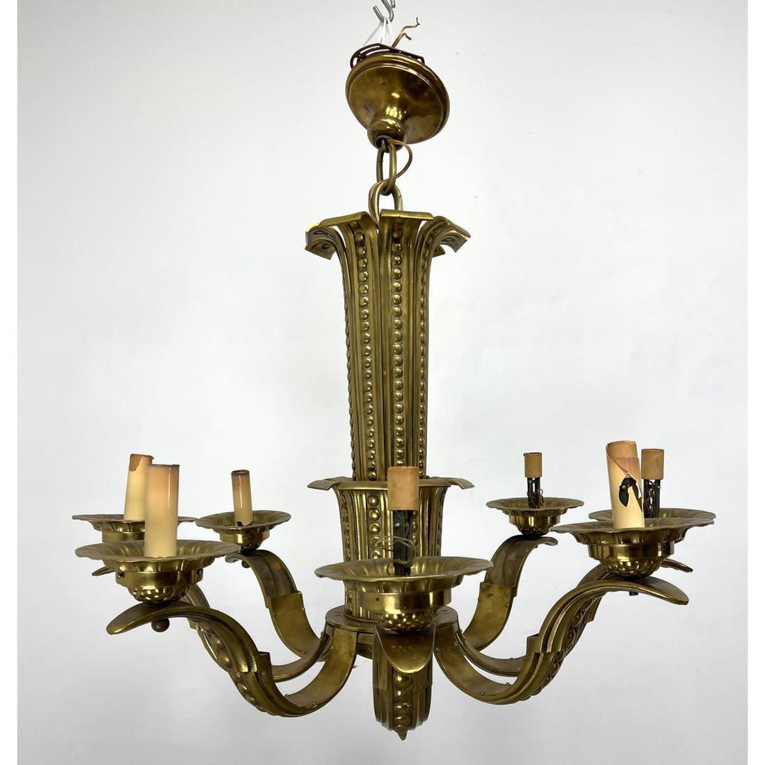 Large Ornate Decorator Brass Chandelier.