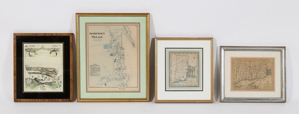 3 ENGRAVED MAPS RHODE ISLAND CONNECTICUT  3cf600