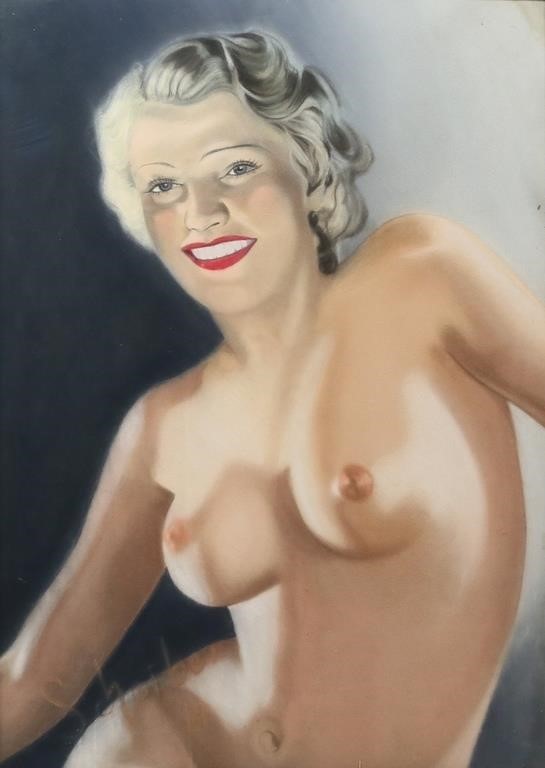 HUGO SCHEIBER PASTEL ON BOARD NUDE 3cf631