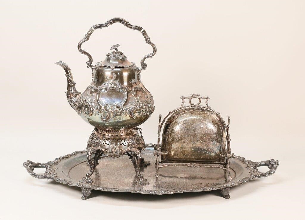 3 PIECES SILVERPLATE BUN WARMER,