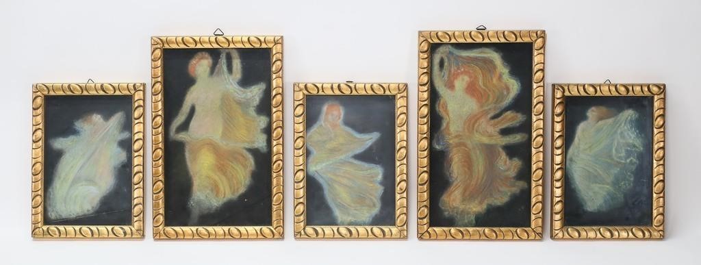 SET OF 5 FRENCH PASTELS DANCERS5 3cf6f1