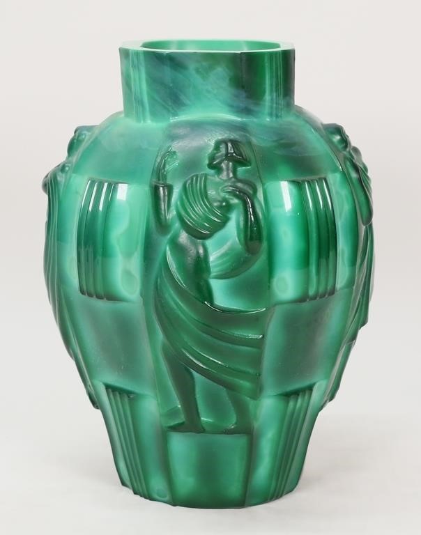 CZECH ART DECO MALACHITE GLASS 3cf6ff