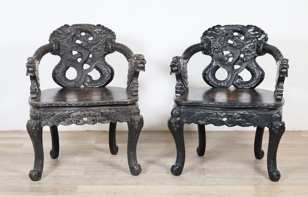 PAIR OF JAPANESE MEIJI STYLE DRAGON 3cf70d