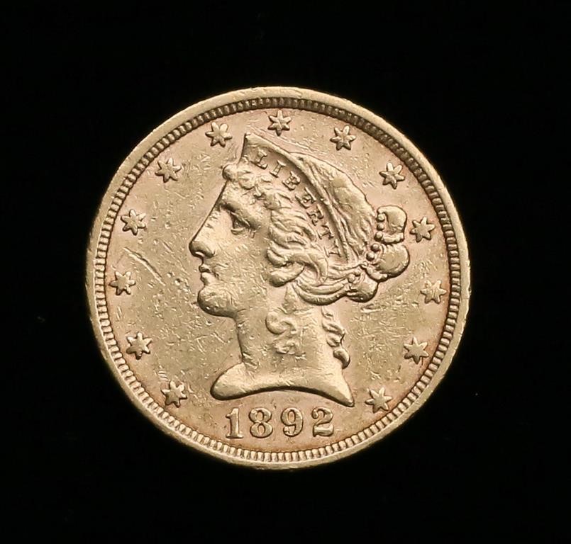 1892 LIBERTY HEAD HALF EAGLE GOLD 3cf728