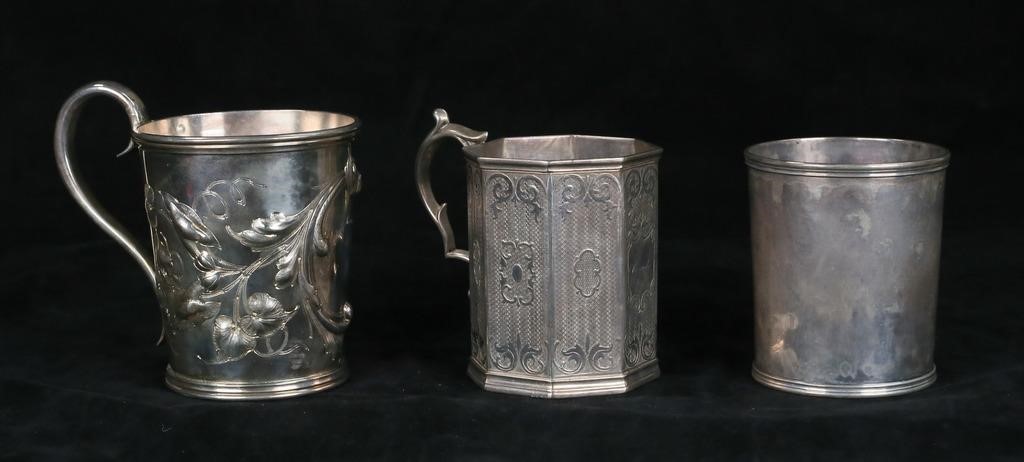 3 AMERICAN COIN SILVER MUGS3 American 3cf7cd