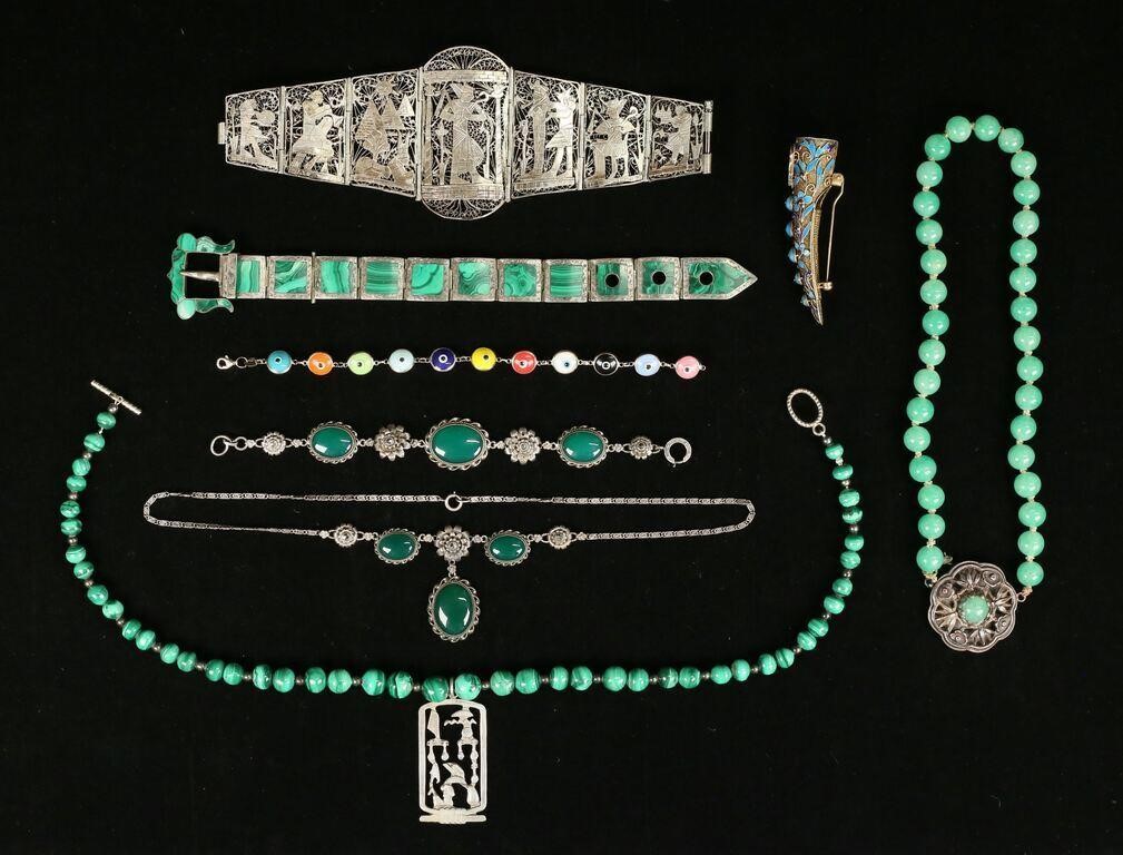 LOT OF SILVER & STONE JEWELRYLot of