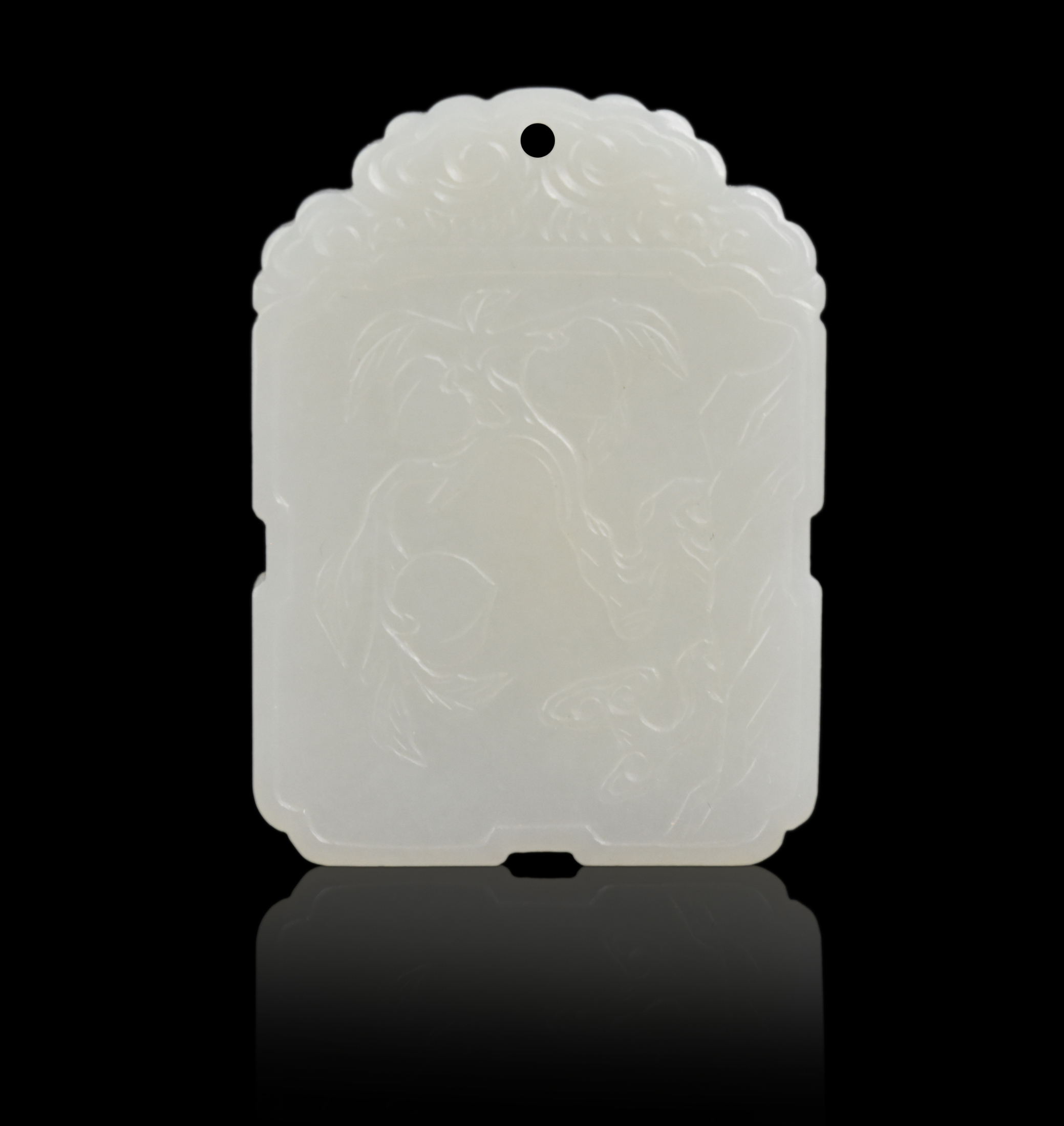 CHINESE JADE CARVED PLAQUE W/ PEACH,QING