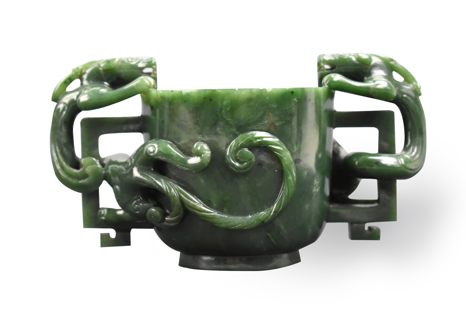 CHINESE SPINACH JADE CARVED DRAGON 3cf873