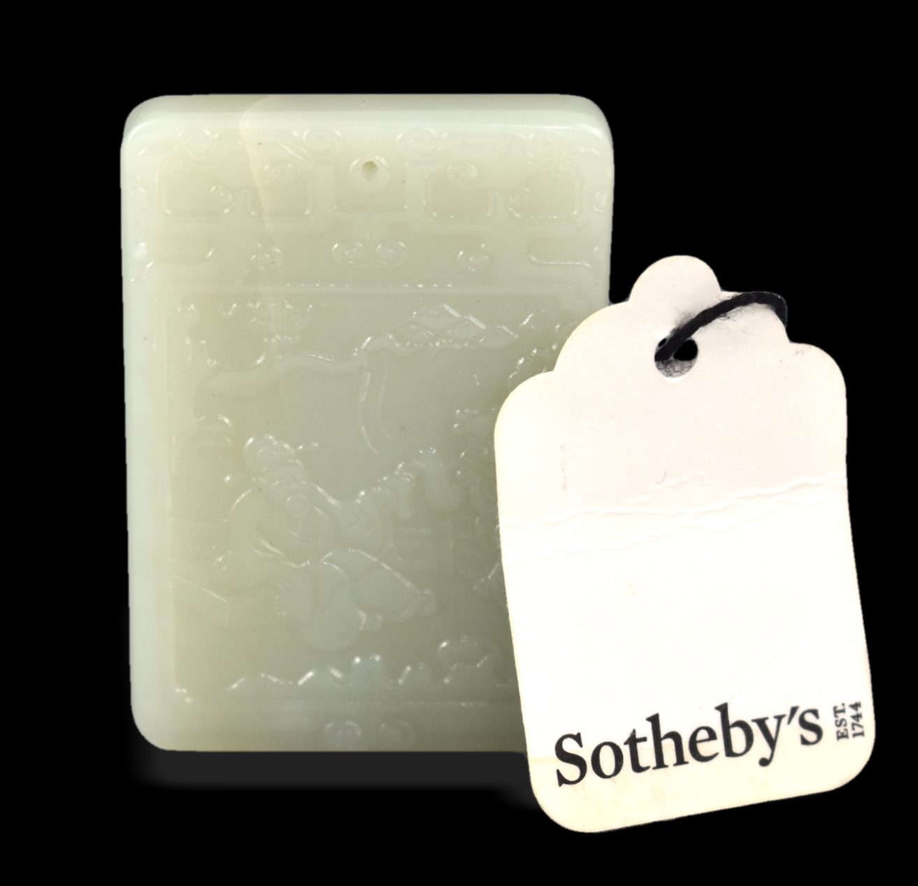 SOTHEBY'S CHINESE JADE CARVED PLAQUE