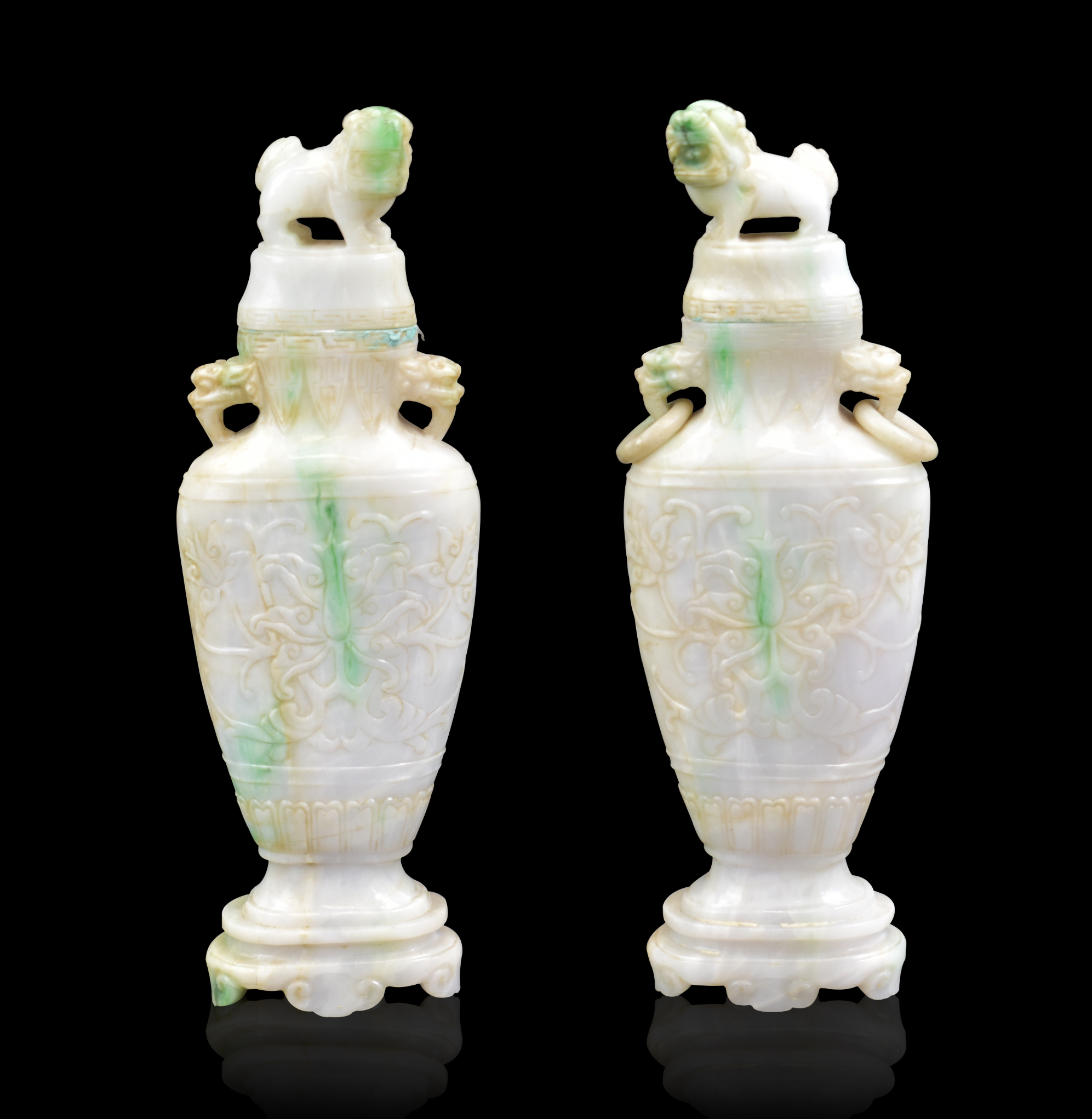 PAIR OF CHINESE JADEITE CARVED