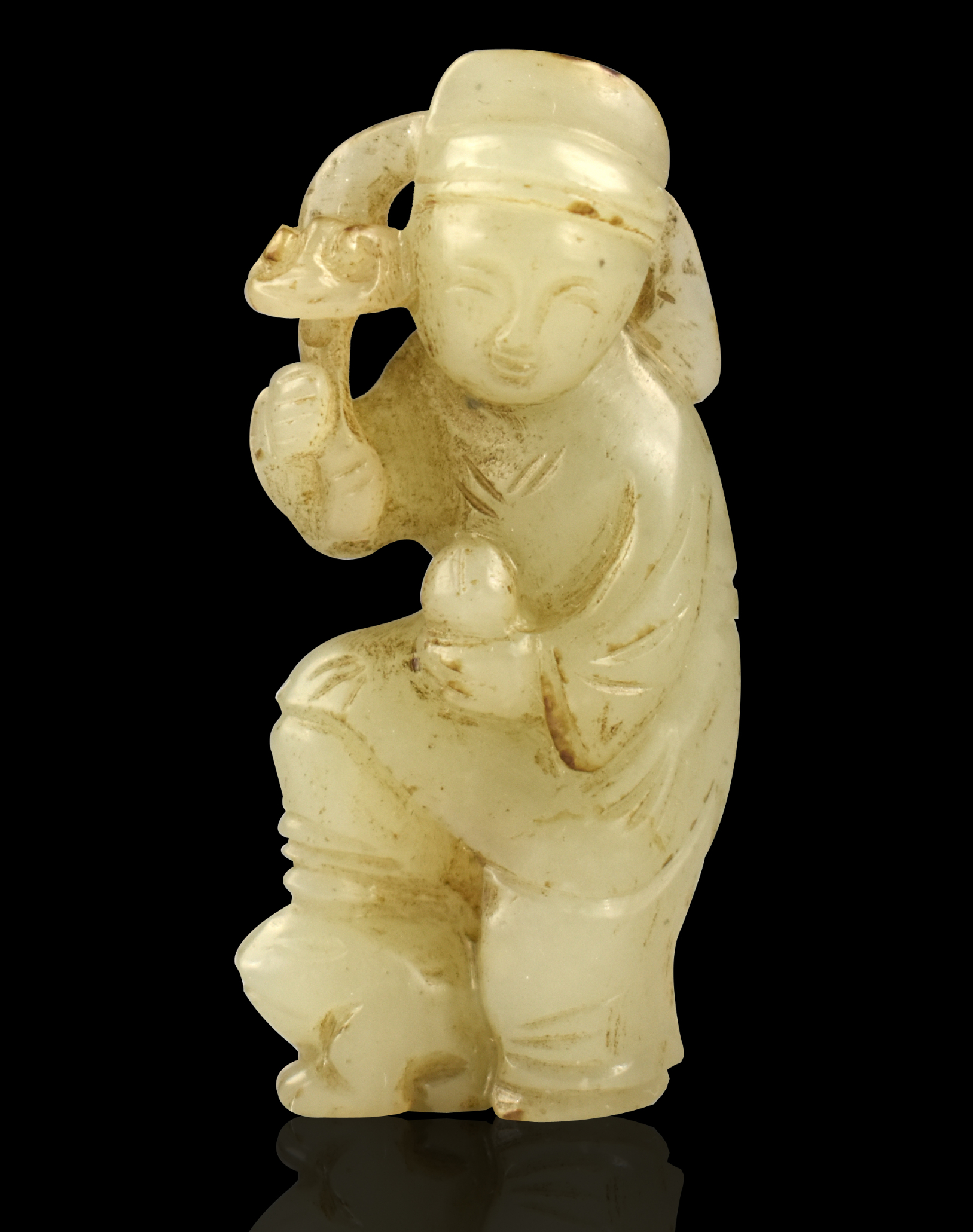 CHINESE JADE CARVED FIGURE TOGGLE  3cf890