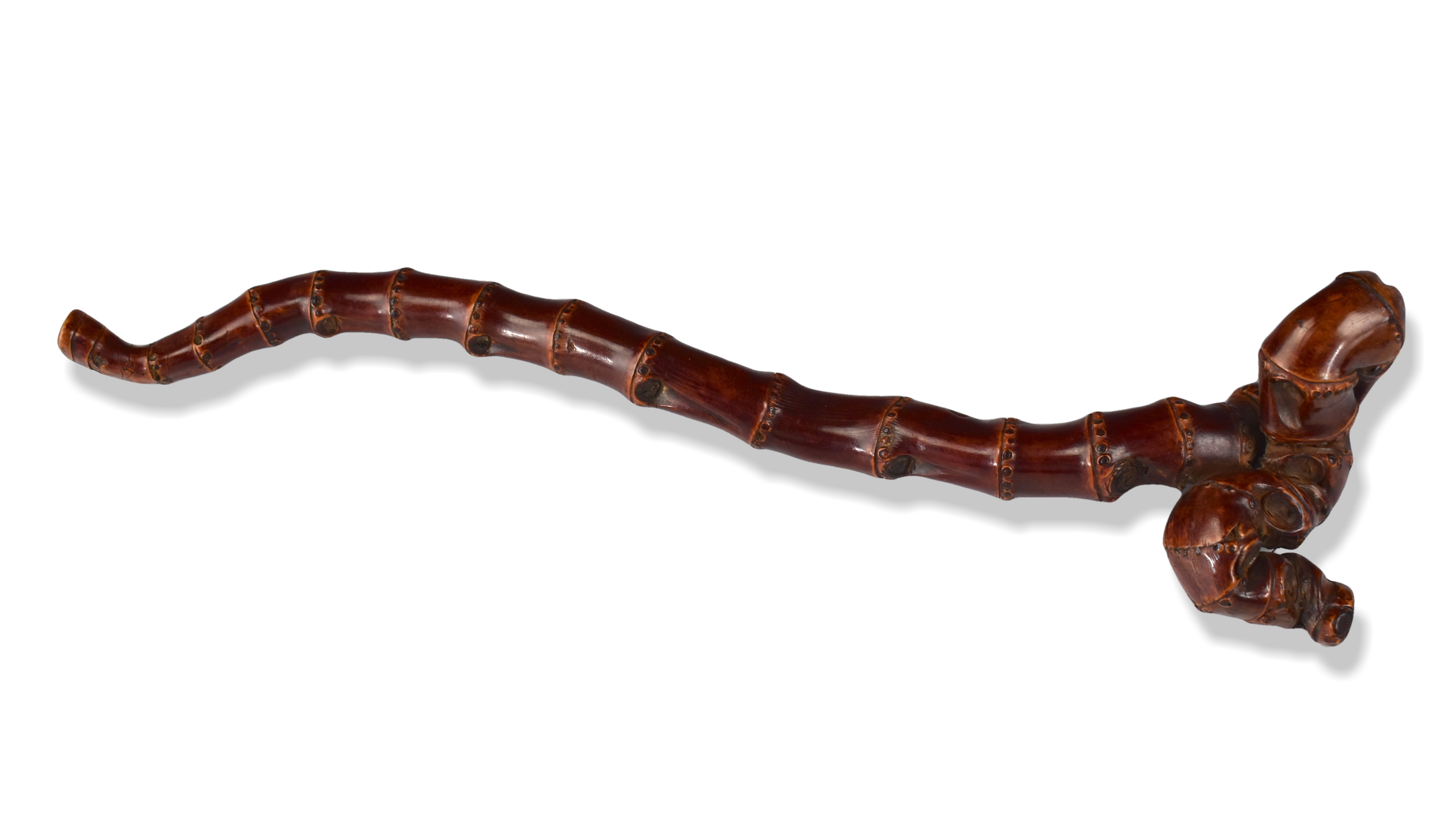 CHINESE BAMBOO CARVED SHORT CANE,