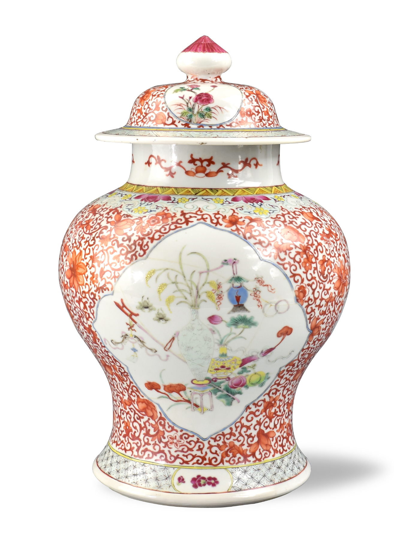 CHINESE FAMILLE ROSE COVERED JAR,