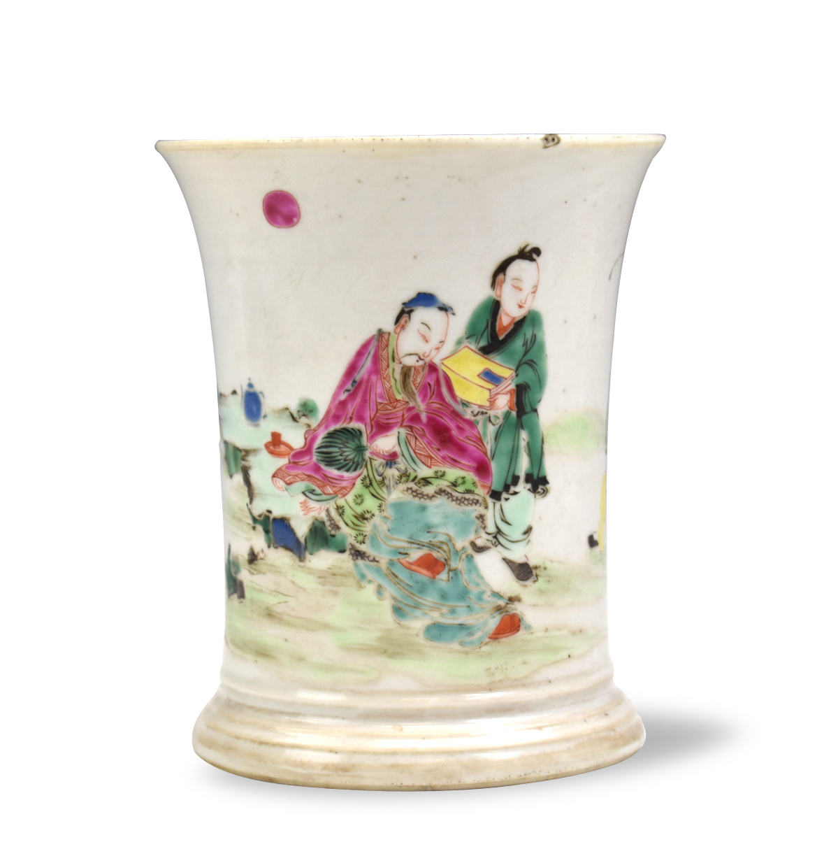 CHINESE FAMILLE ROSE FIGURAL BRUSHPOT,QING