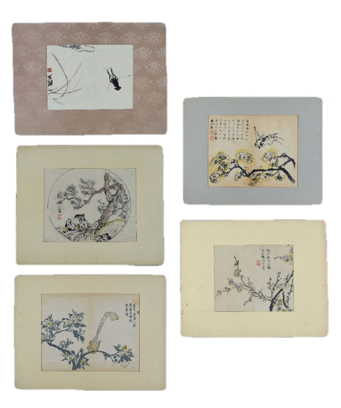 GROUP OF 5 CHINESE PAINTING QING 3cf921