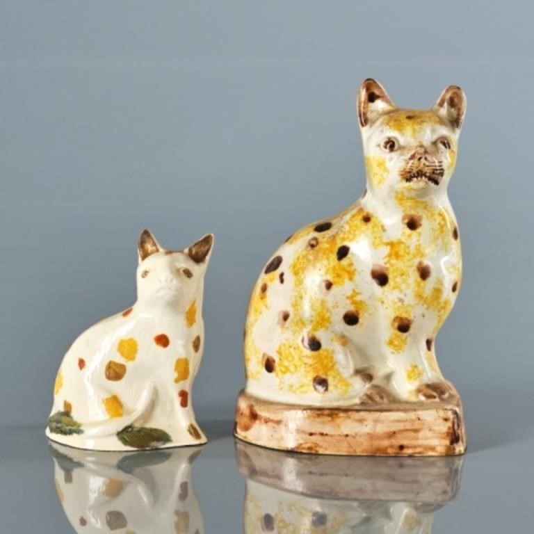 18TH C. STAFFORDSHIRE CREAMWARE CATSEngland