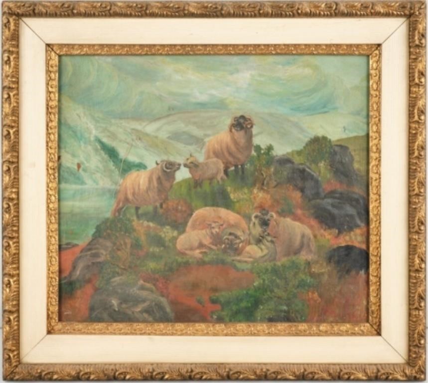 FOLK ART PAINTING OF PASTURE &