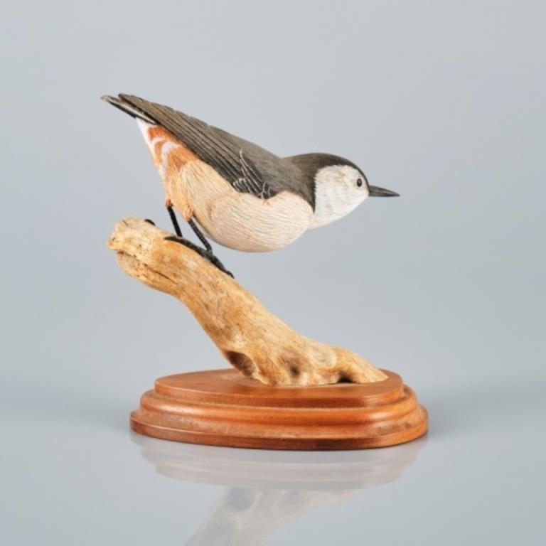 FOLK CARVING OF A NUTHATCH BY H.R.