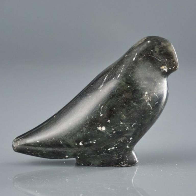 SITTING OWLDark grey stone, syllabics,