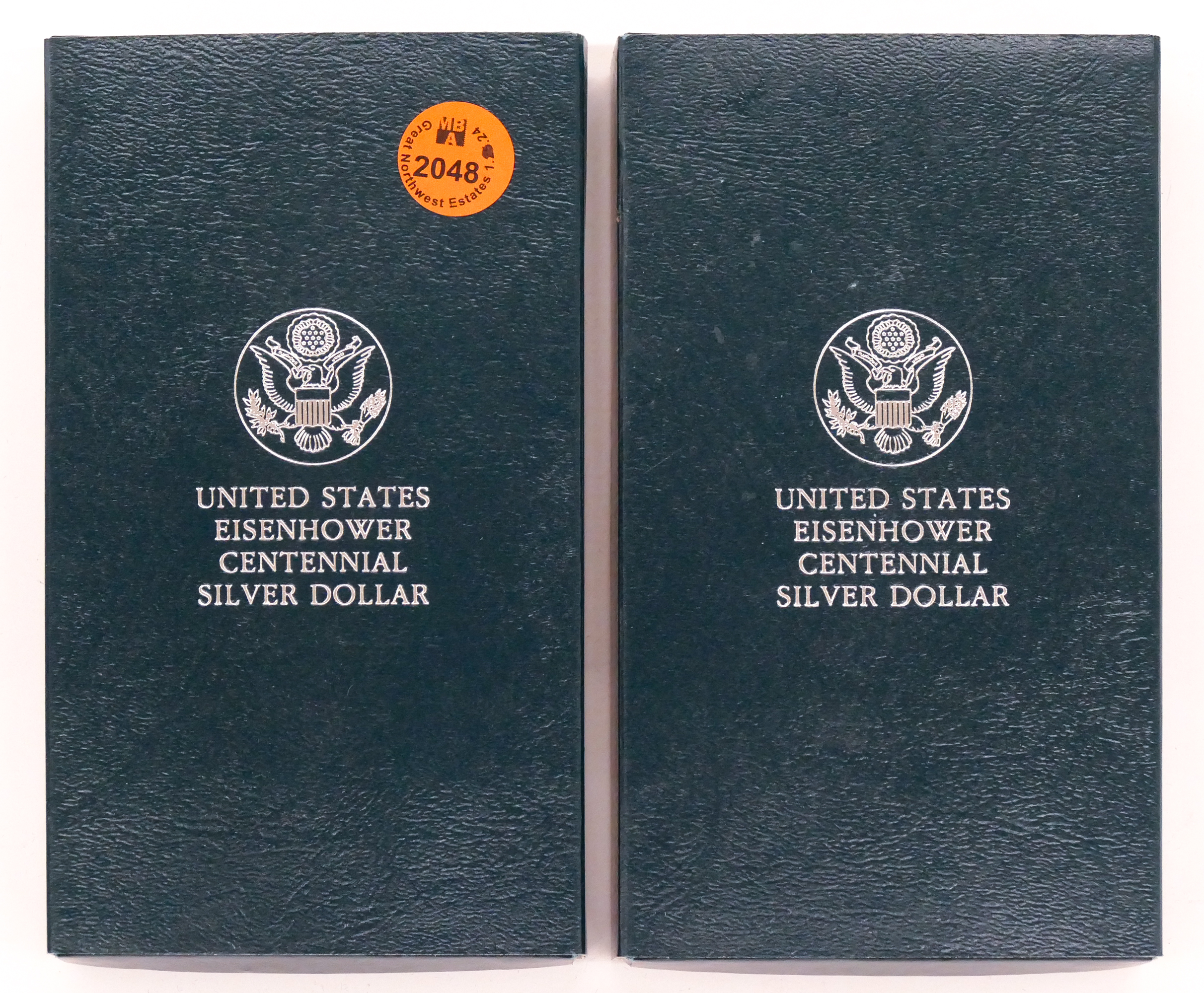 2pc US 1990 Eisenhower Silver Dollars 3cfad2