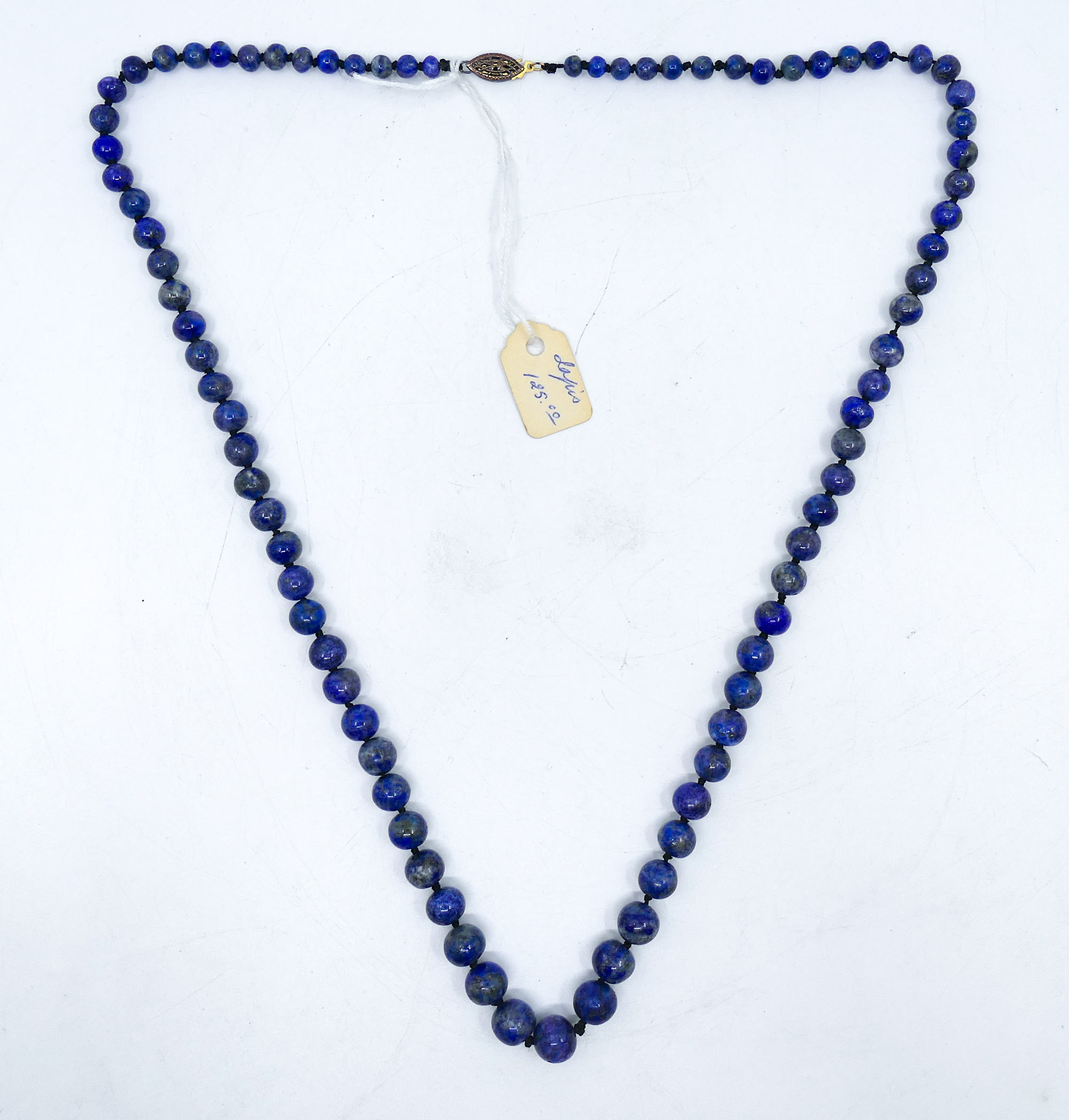 Chinese Carved Lapis Bead Necklace 3cfaf0