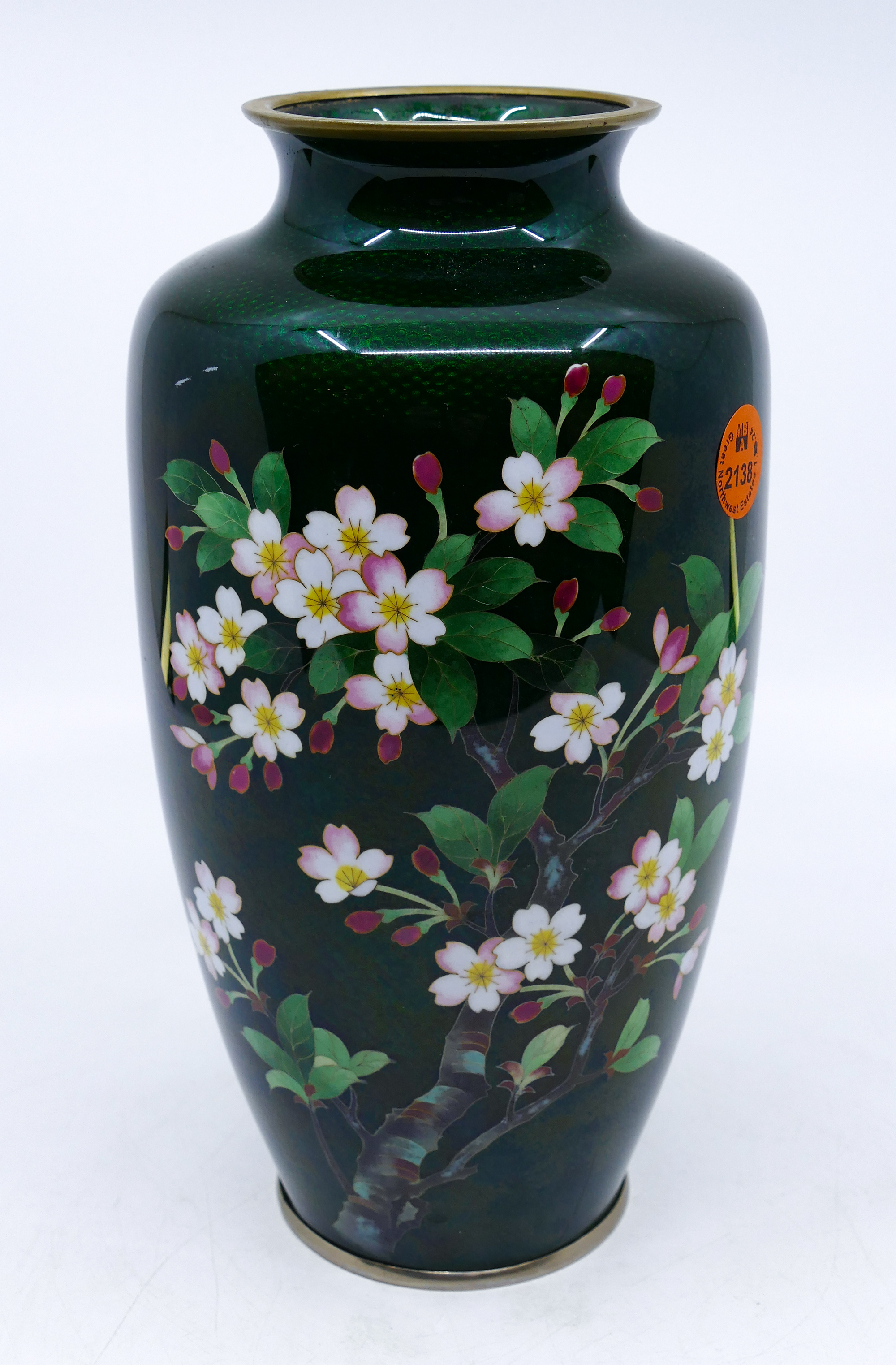 Japanese Green Cloisonne Cherry Blossom