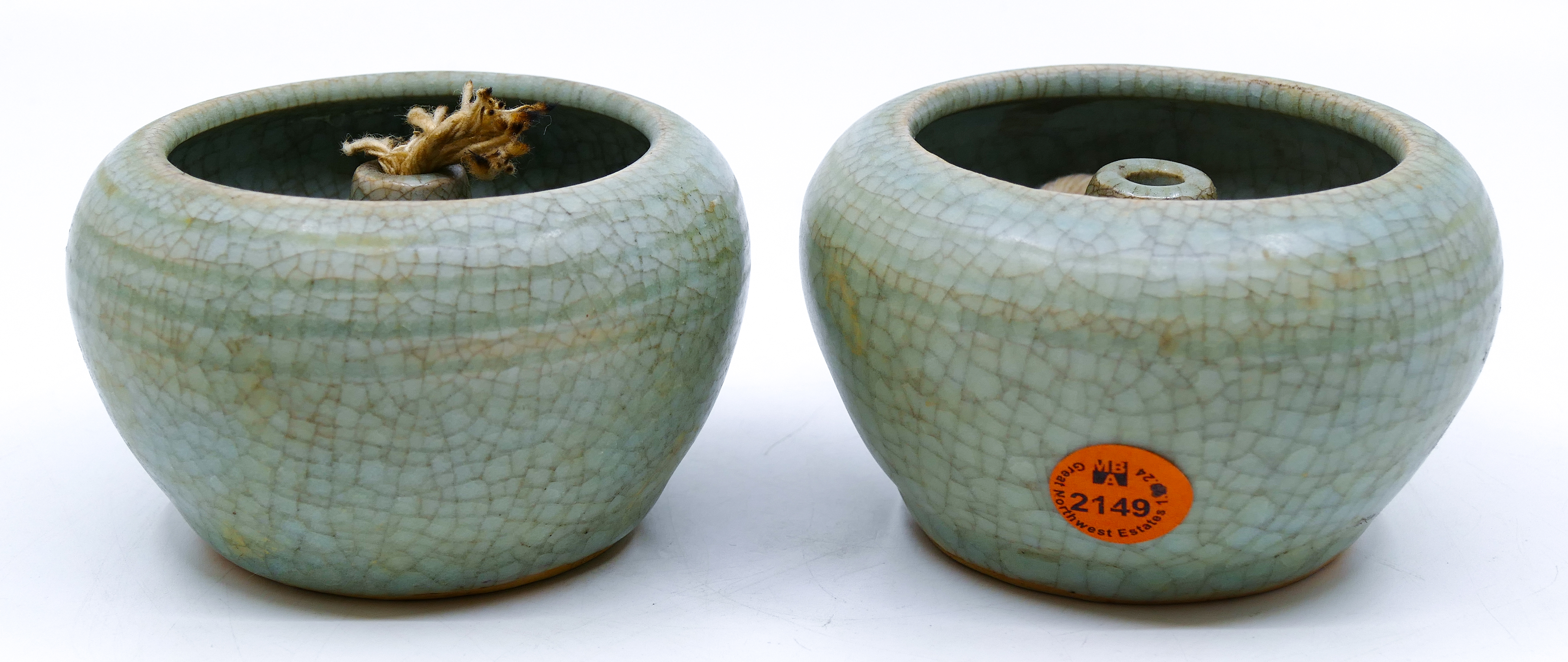Pair Old Chinese Crackle Glaze
