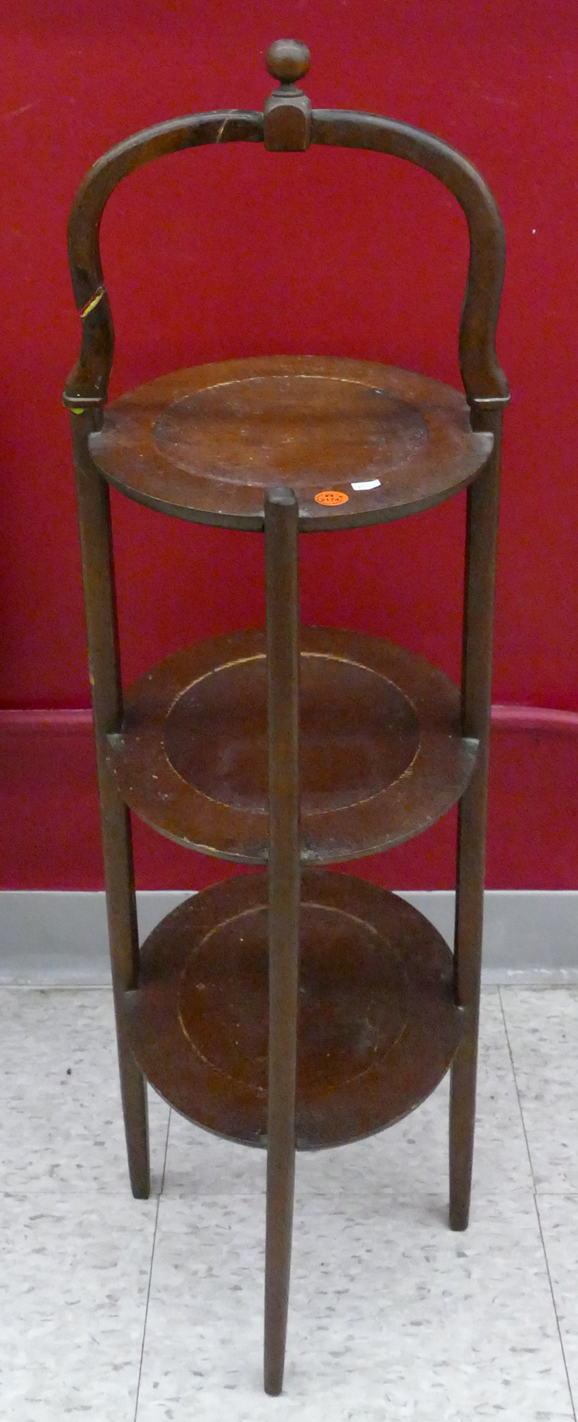 Old Oak Tiered Pie Stand 38'' as-is