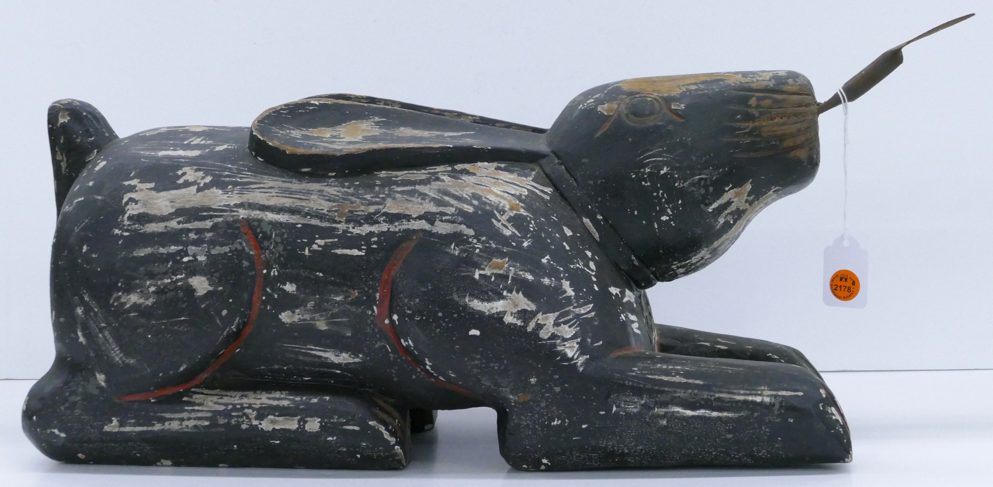 Old Thai Painted Wood Rabbit Coconut 3cfb57