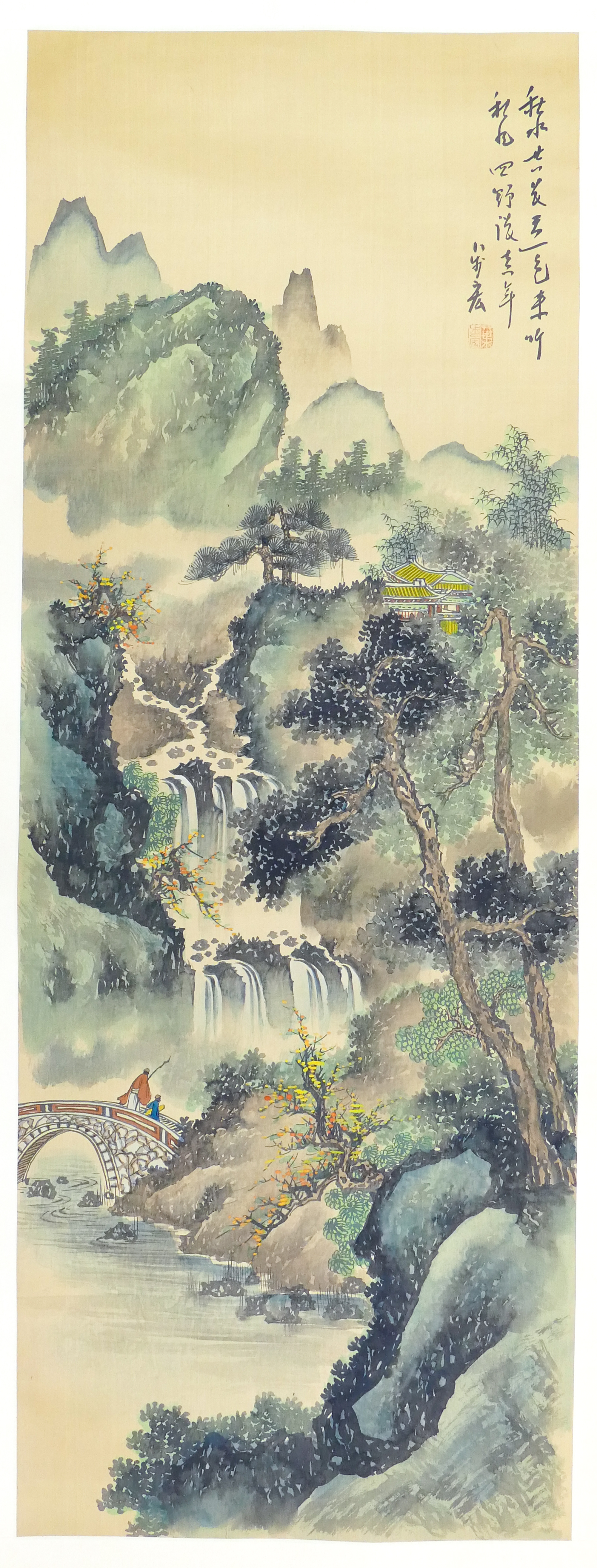 Old Chinese Waterfall Landscape 3cfb7c