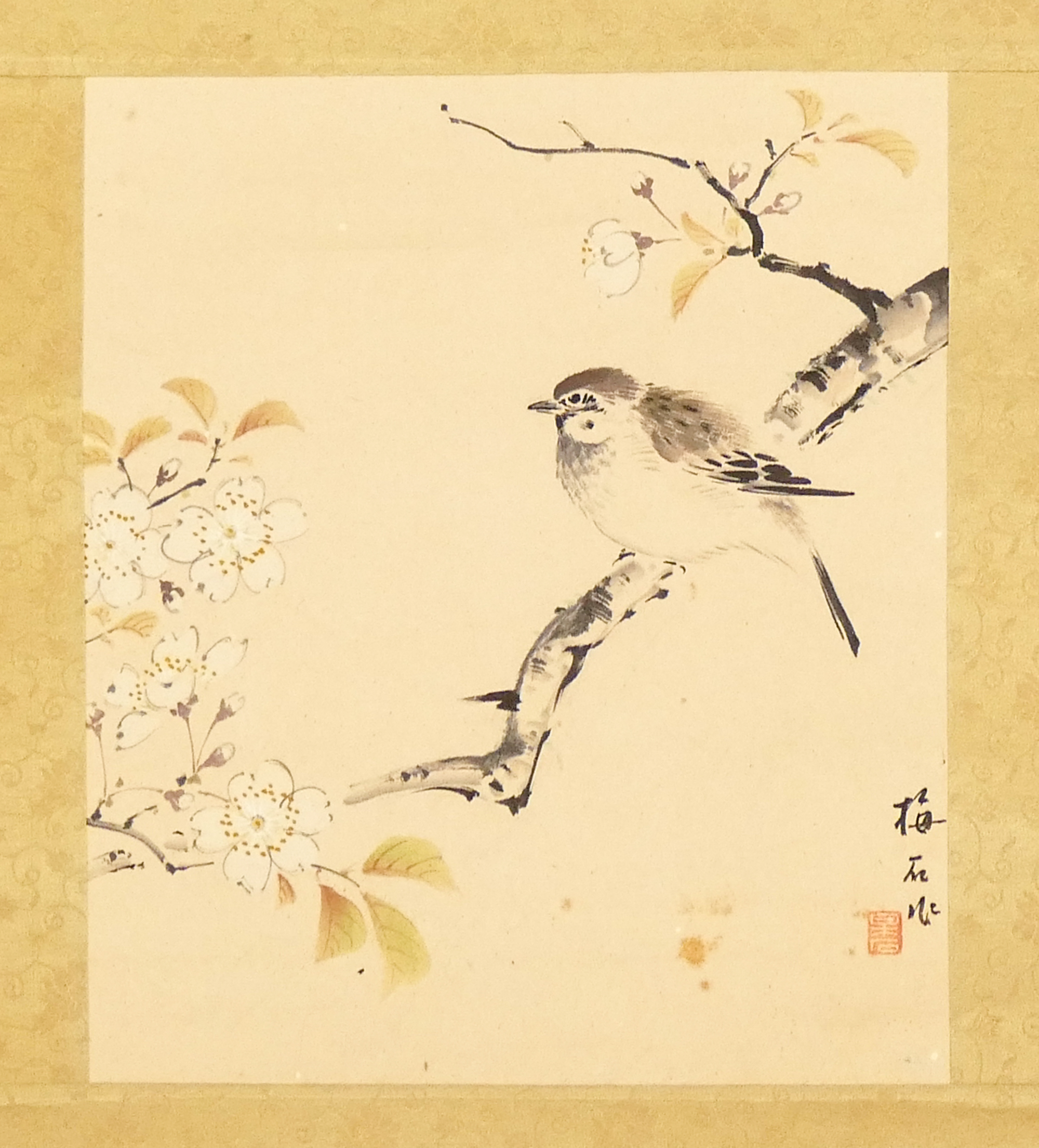 Small Japanese Bird on Branch Scroll 3cfb8b