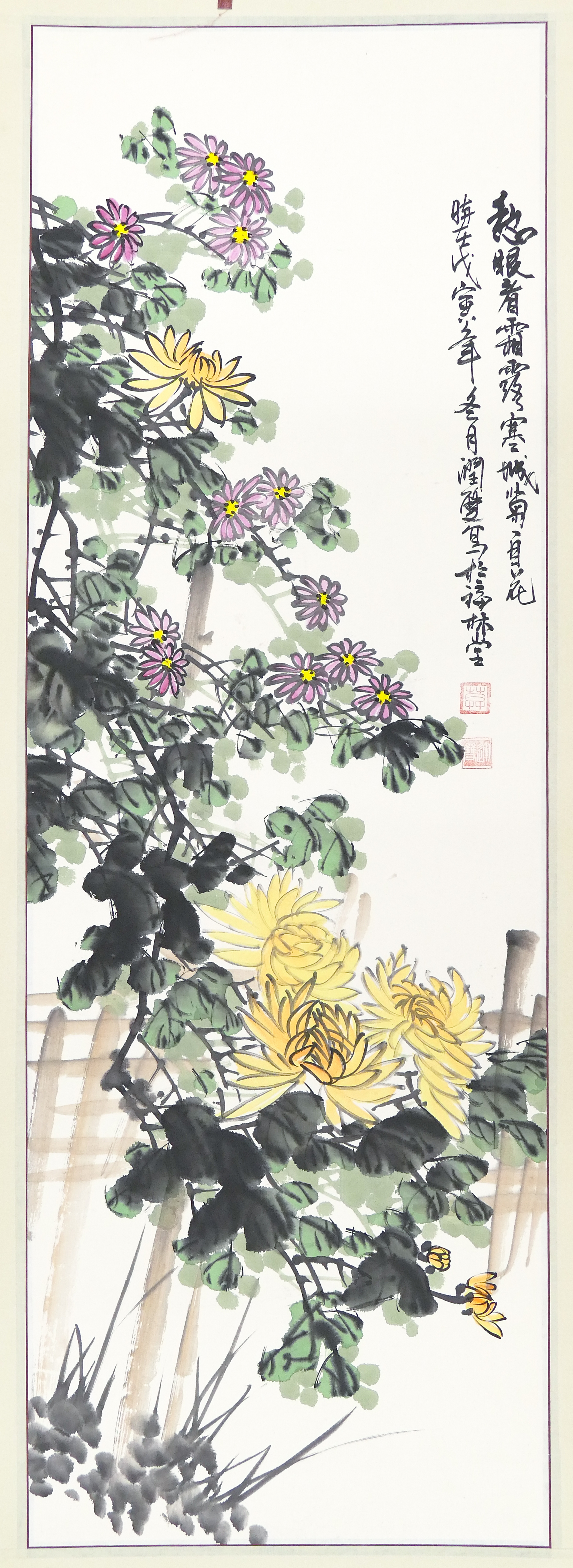 Chinese Floral Watercolor Scroll 3cfb88