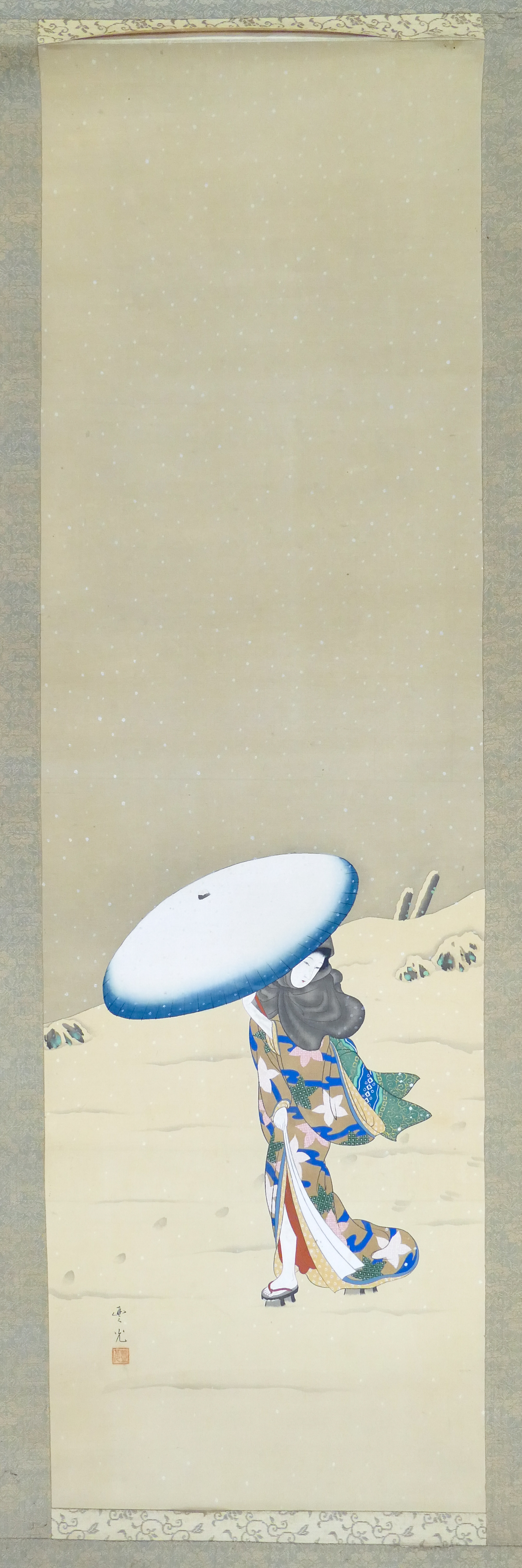 Old Japanese Bijan in Snow Scroll