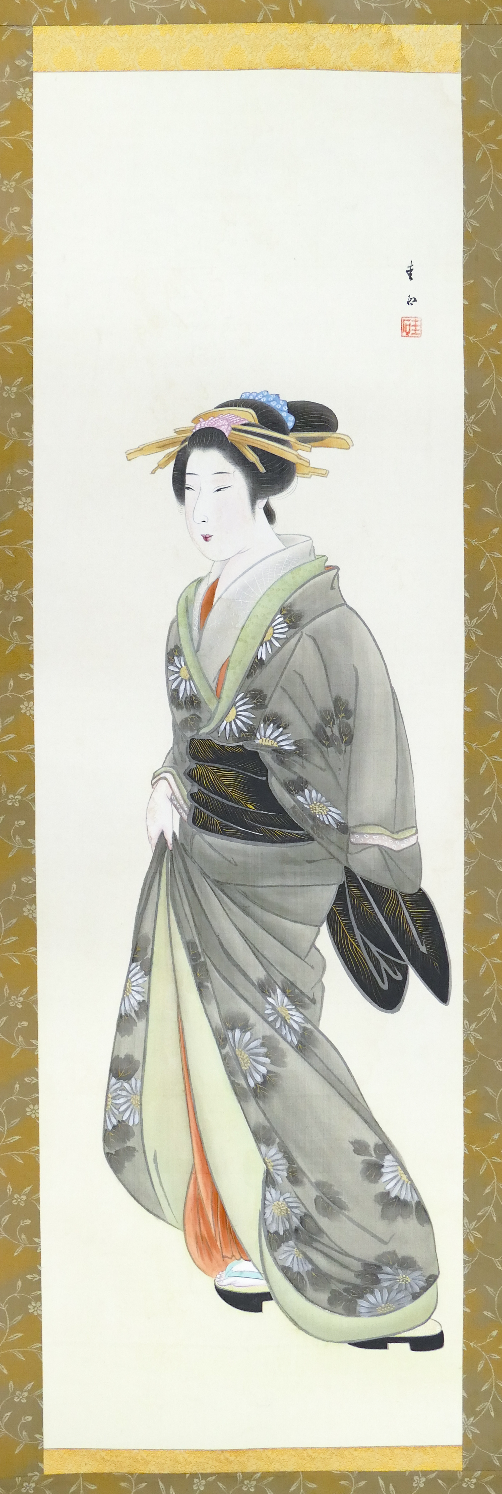 Japanese Geisha Scroll Painting 3cfb9b