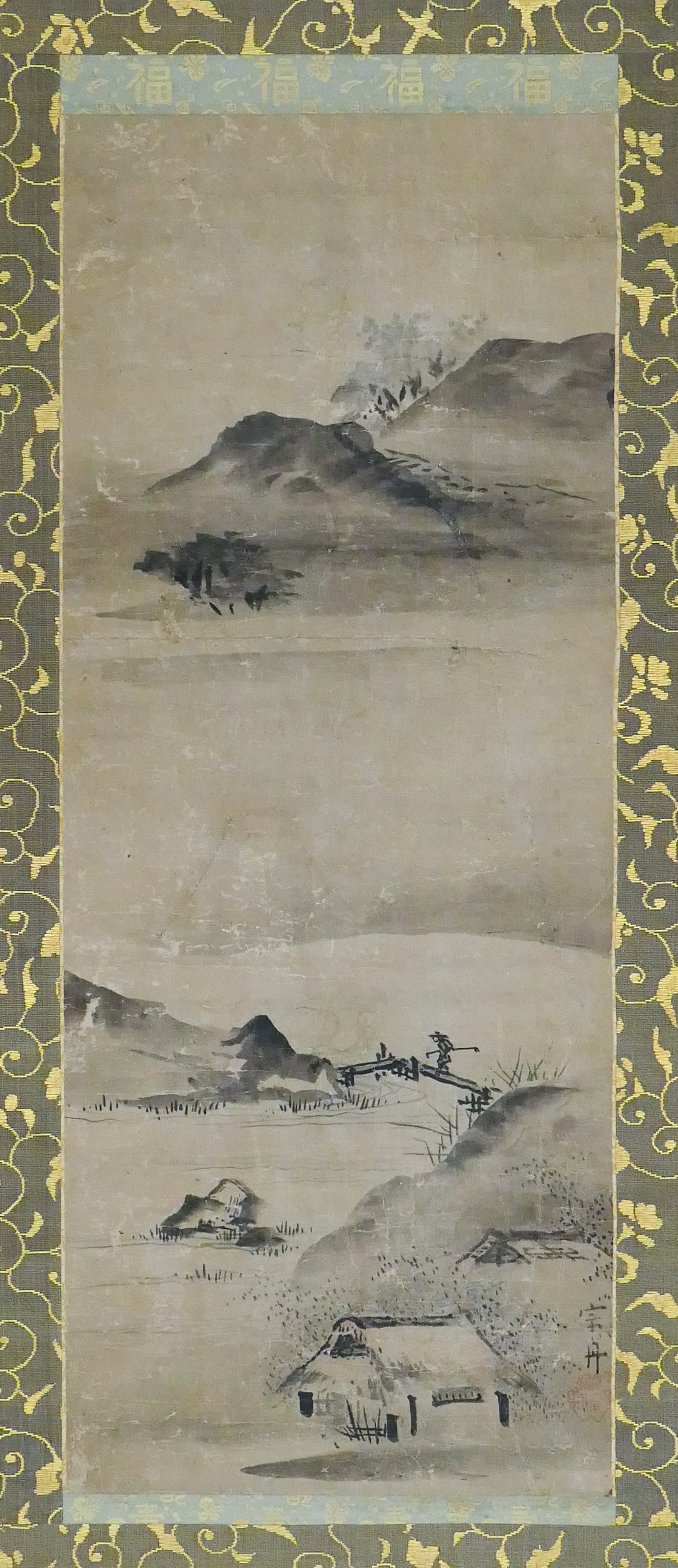 Old Chinese Lake Scene Scroll Painting 3cfba4