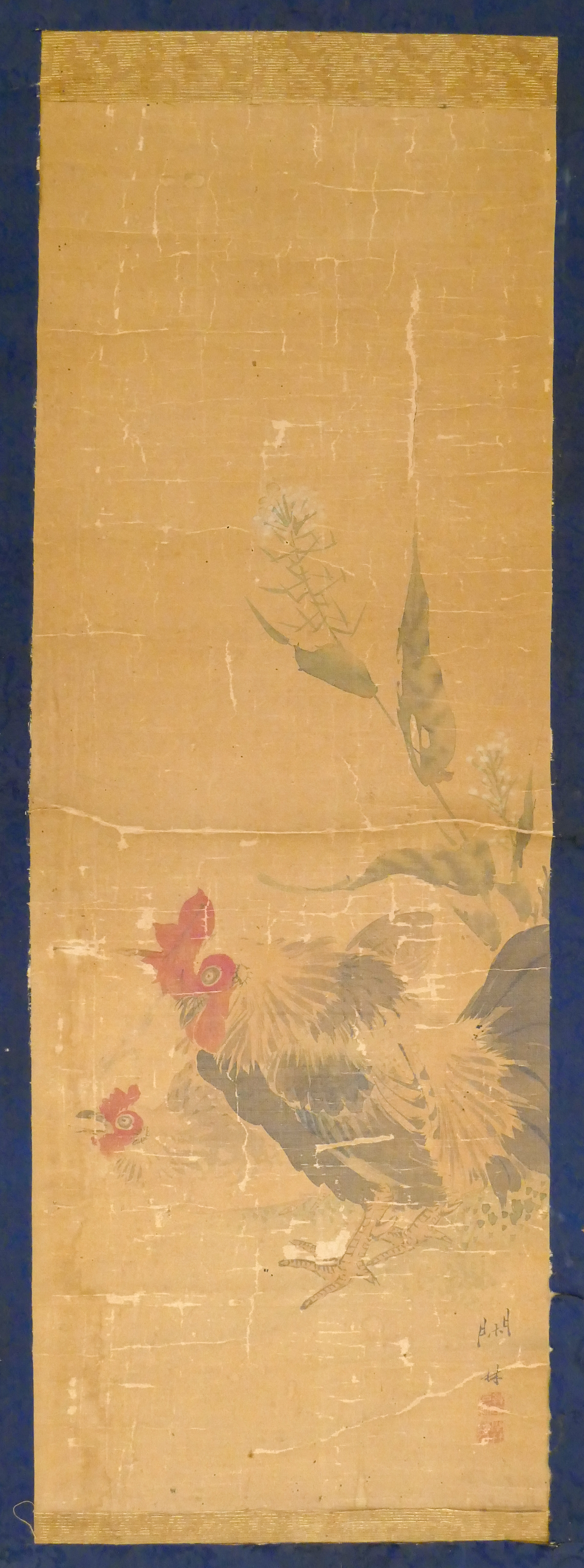 Antique Chinese Rooster Scroll
