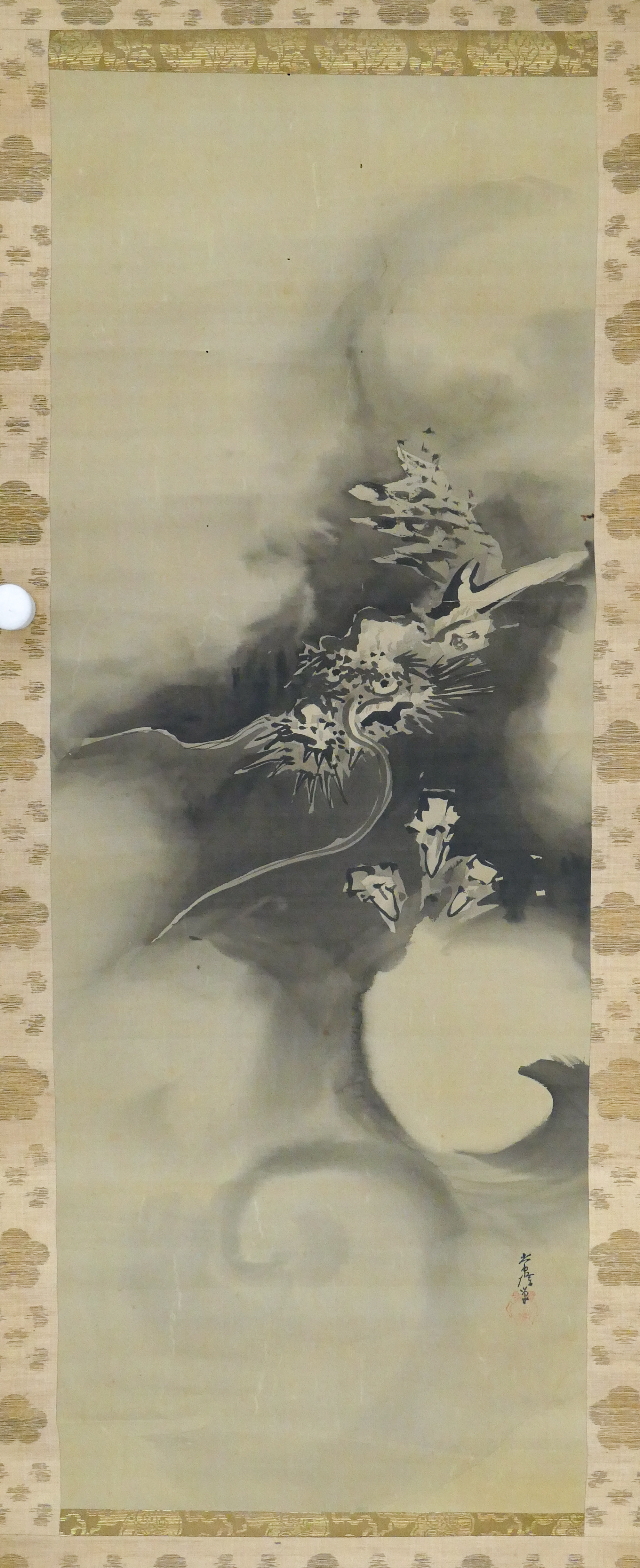 Old Japanese Dragon Scroll Painting 3cfbb0